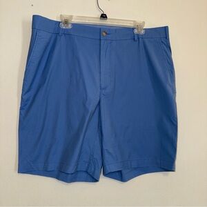 Peter Millar Flat Front Blue Shorts Size 38 Cotton/Spandex/Nylon